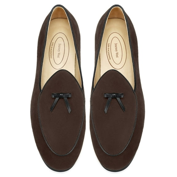 Journey West Men's Vintage Loafers For Men Belgian Loafers Slip-on Loafer Penny Loafer Casual Loafers Coffee US 11