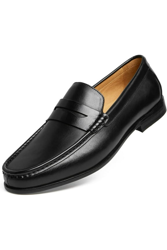 Mens Penny Loafers with Genuine Leather Business Dress Slip on Loafer Shoes for Men Black US 11