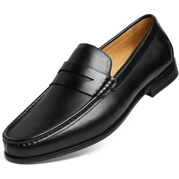 Journey West Mens Penny Loafers with Genuine Leather Business Dress Slip on Loafer Shoes for Men Black US 8