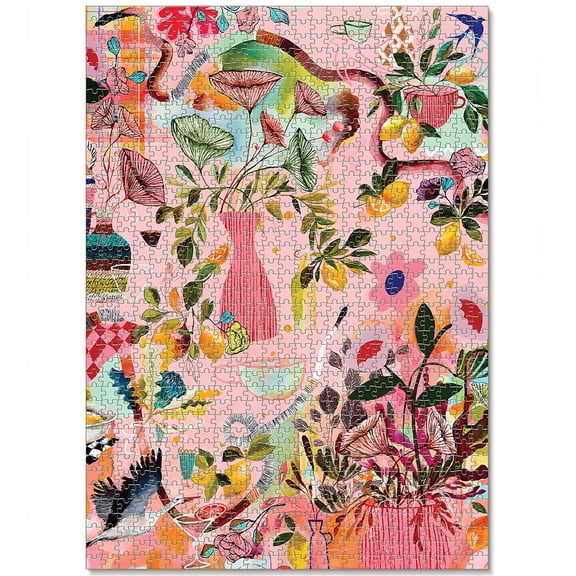 Journey of Something: Lemon Haze - 1000 Piece Puzzle, Adult Jigsaw, 20 x 27.5" Assembled, Fruit Floral Nature Scene, Artist Designed, Drawstring Bag