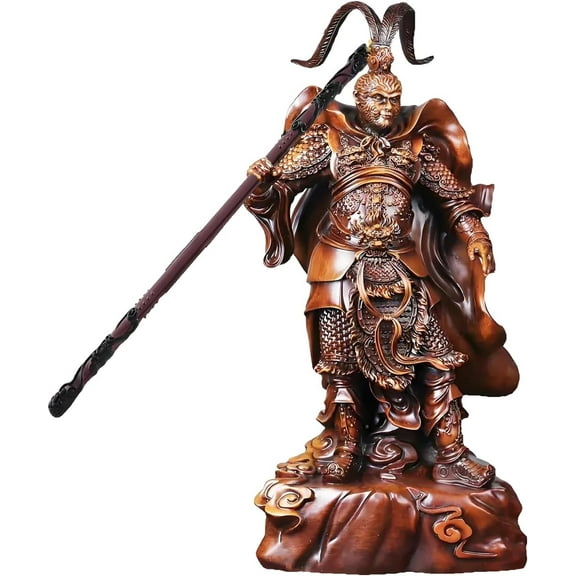 Journey to The West Chinese Myth Wukong Monkey Statue Heroes Sculpture,Computer Desk Myth Wukong Collectibles Wukong Decoration(Wukong Statue)