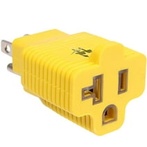 Journeyman-Pro 15 Amp Household Plug to 20 Amp T-Blade - 3 in 1 Female Adapter, 5-15P to 5-20R, 15A to 20A 125V. ETL Listed, Window AC Wall Outlet adaptor. Easy to see Yellow. (1-PACK, Yellow)