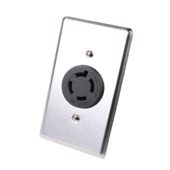 Journeyman-Pro 2410 NEMA L14-20R, 20A 125/250 Volt, Flush Mounting Locking Wall Receptacle Socket/Outlet, Black Industrial Grade, Grounding Welding/Generator Rated 5000 Watts (1, 2410 w/SS Faceplate)