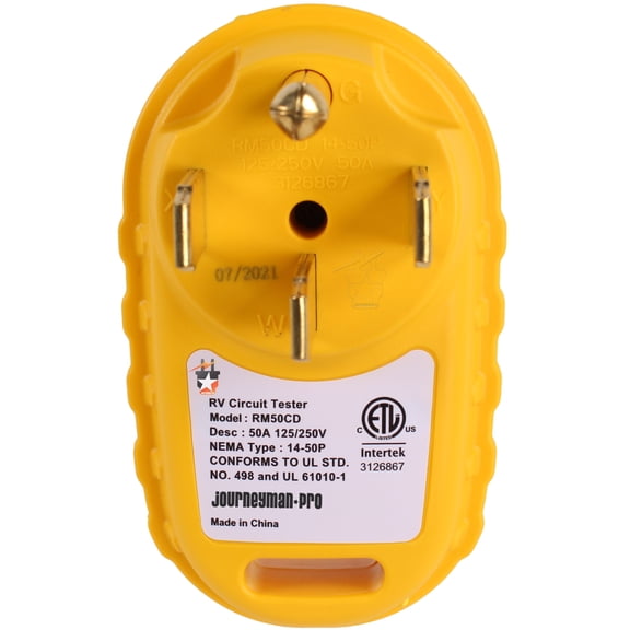 Journeyman-Pro 30/50 Amp RV - Portable Circuit Tester Analyzer Adapter, Male to Female Plug w/LED Test Indicator TT-30 NEMA 14-50 (14-50 (50 AMP), Circuit Tester (Male Only))