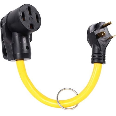 Journeyman-Pro 30 Amp Male to 50 Amp Female Dogbone Adapter RV Electrical Power Plug Converter Cord Cable with LED Indicator Light Grip Handle (30 AMP Male to 50 AMP Female)