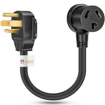 Journeyman-Pro Dryer Adapter Cord 3 to 4 Prong Plug | NEMA 10-30R Female to 14-30P Male | 30A, 250V, 1.5FT, Connects Older Style Dryers to New 4 Pin Outlet (3 Prong Female to 4 Prong Male w/Ground)