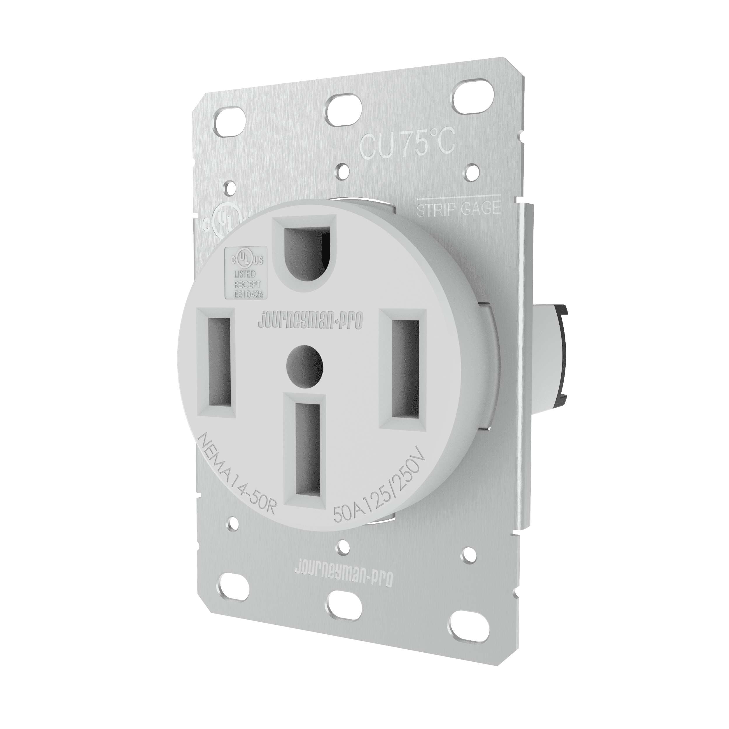 Journeyman-Pro Lifetime Guaranteed, NEMA 14-50 Commercial/Industrial Grade U.L. Approved 50 AMP 240V Receptacle 50A Wall Range Outlet for RV and Electric Vehicles, 125/250V Black or White (White)