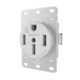 thumbnail image 1 of Journeyman-Pro Lifetime Guaranteed, NEMA 14-50 Commercial/Industrial Grade U.L. Approved 50 AMP 240V Receptacle 50A Wall Range Outlet for RV and Electric Vehicles, 125/250V Black or White (White), 1 of 4