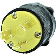 Journeyman-Pro NEMA L6-30P 30 Amp, 250 Volt, 2P, 3W, Locking Male Plug Connector, HJP-2621 Black Yellow Industrial Grade, Grounding 7500 Watts Generator L6-30P Male Plug