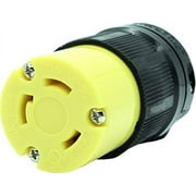 Journeyman-Pro NEMA L6-30R 30 Amp, 250 Volt, 2P, 3W, HJP-2623 Locking Female Plug Connector, Black Yellow Industrial Grade, Grounding 7500 Watts Generator (L6-30R Female Plug)