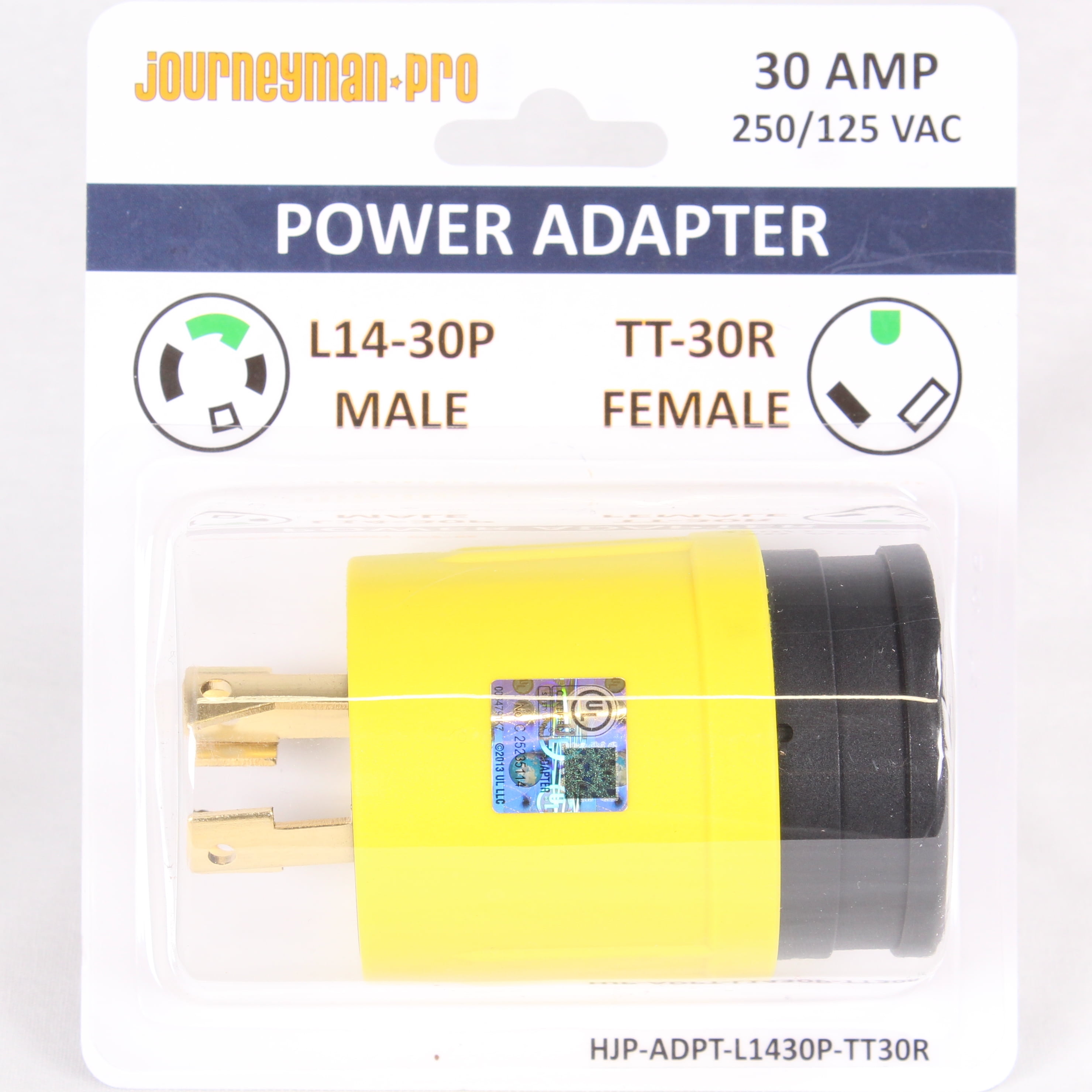 Journeyman-Pro RV Accessories L14-30P to TT-30R Adapter, Black Nylon, 30 Amp Power Adapter