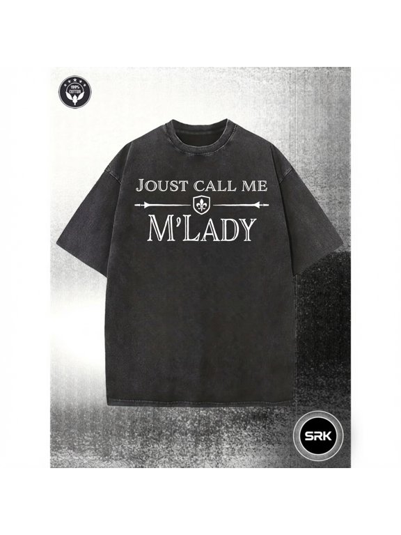 Joust Call Me M Lady Vintage Oversized Washed High Street Grunge Y2K Short Sleeve Crewneck Cotton Unisex Men S Women S Tee Shirt
