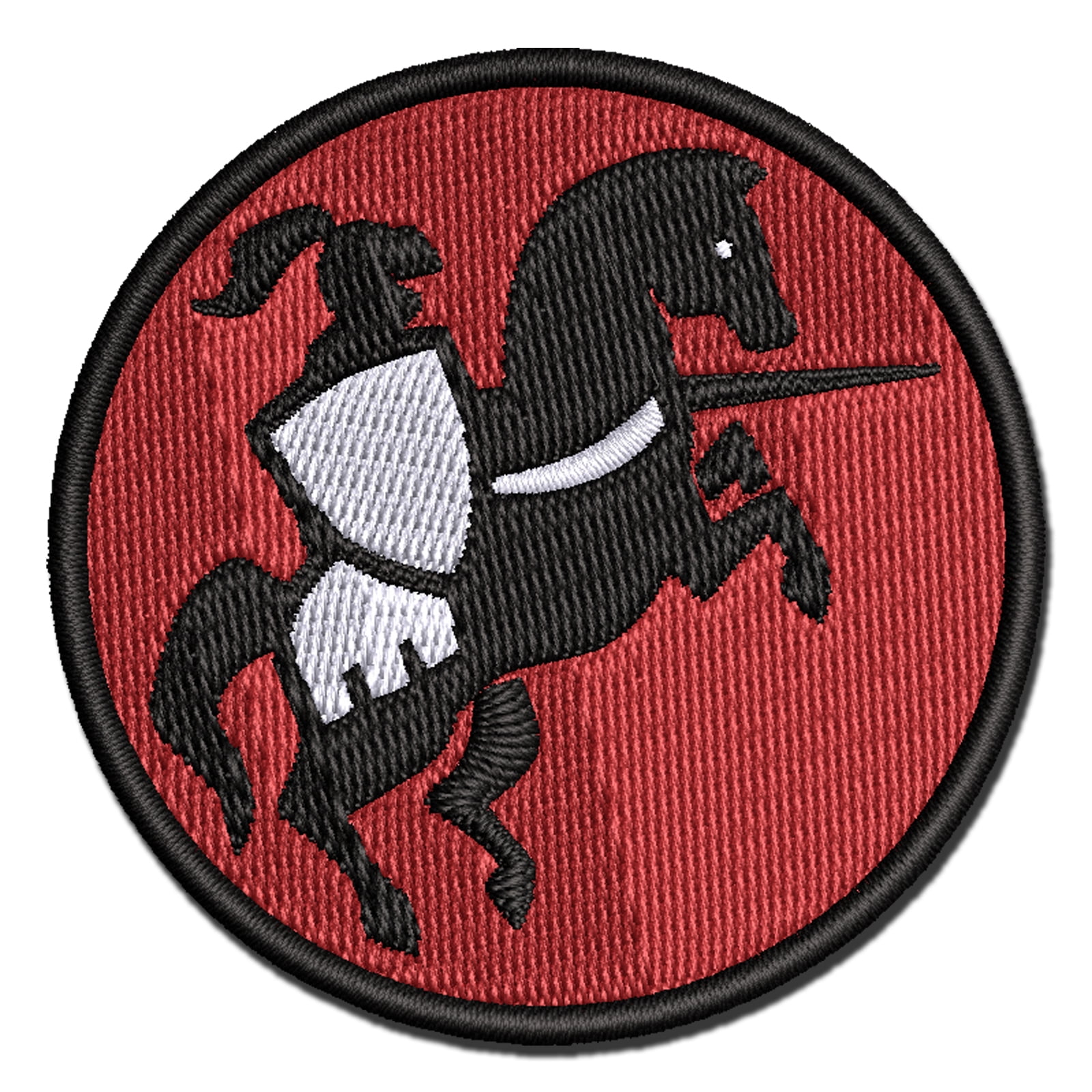 Jousting Knight with Lance on Horse Applique Multi-Color Embroidered Iron-On Patch - 3.5 Inch Large