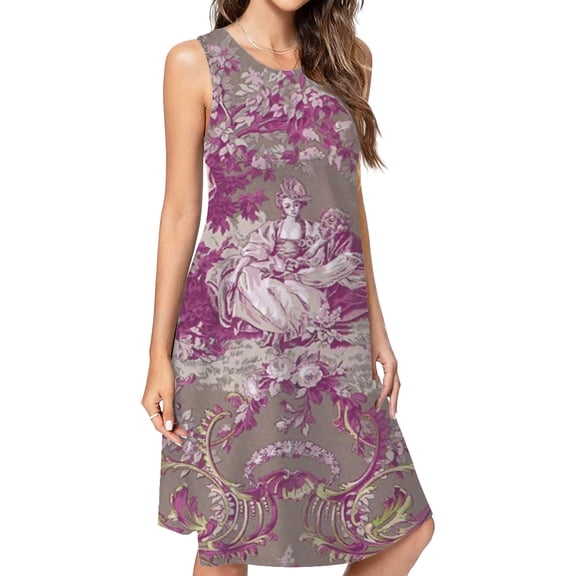 Jouy Pattern Dress Loose Women'S Dress Beach Dresses With Pockets Dresses For Womens