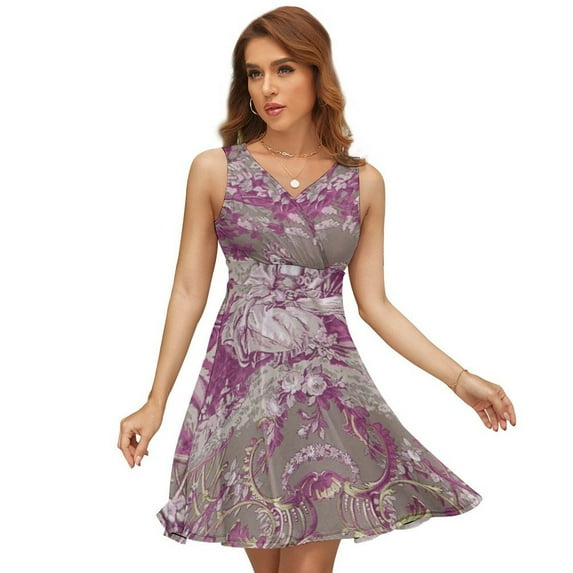 Jouy Pattern Sundress Sleeveless Dress Summer Women Clothes Dress for Women Dresses