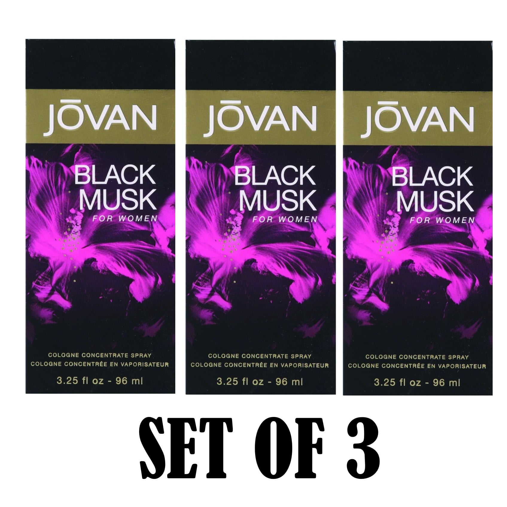 Jovan Black Musk 3.25 oz 96 ml By Coty For Women Set of 3