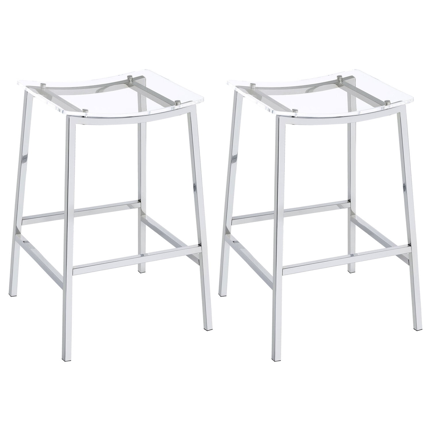 Jovani 29" Clear Acrylic and Chrome Backless Bar Stools Set