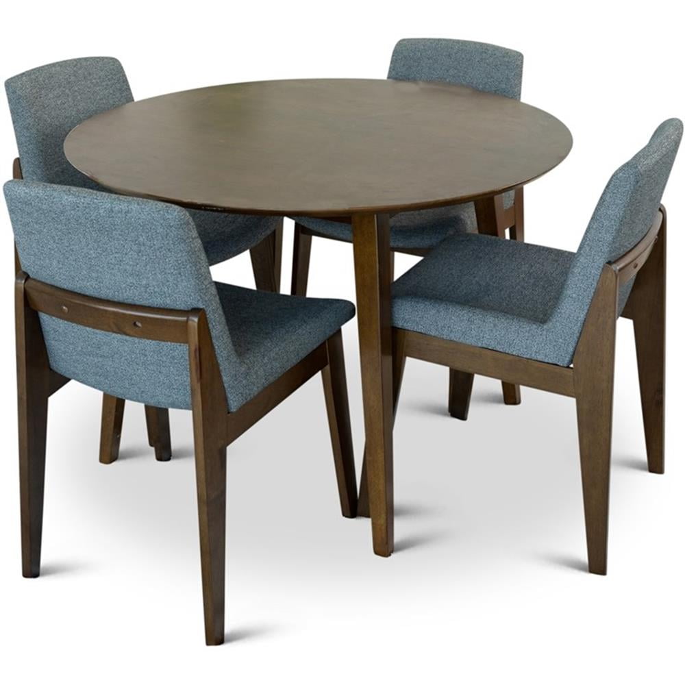 Walnut 5-Piece Wooden Dining Table Set - Modern 4-Person Kitchen & Dining Group