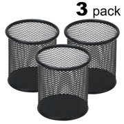 Jovati [3 Pack] Pen Holder - Pencil Holder for Desk - Metal Mesh Office Desk Pen Organizer Holders - Medium Sized Black Pen Cup Pencil Cup