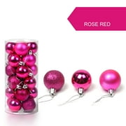 Jovati Hot Pink Plastic Mini Small Tree Shatterproof Christmas Hanging Ball Ornaments, 24 Count (1.37")