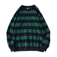 thumbnail image 1 of Jovati Men's Army Green Autumn and Winter Crew Neck Striped Sweatshirt Pullover Long Sleeve On, 1 of 3