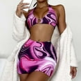 thumbnail image 1 of Jovati Women's 3 Piece Tie Dye Bikini Set Swimsuit Sexy Short Skirt With Chest Pad Without Underwire,On, 1 of 5