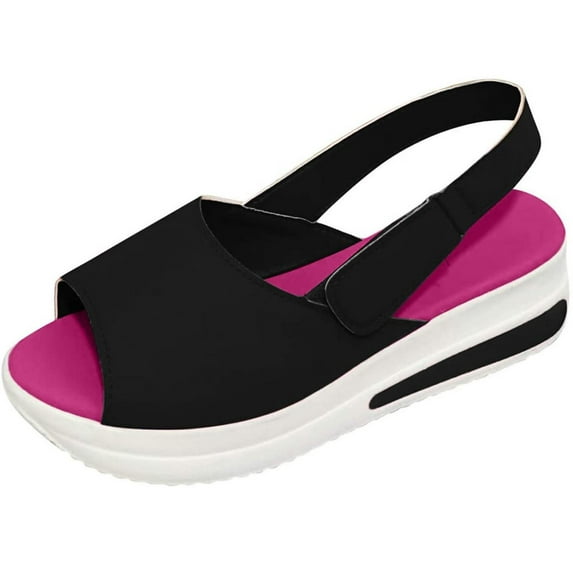 Jovati Womens Open Toe Ankle Strap Platform Wedge Shoes Sandals,Vintage Summer women Casual Non-Slip Beach Platform Shoes solid color Sandals Sandals for Women Dressy Summer