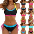 thumbnail image 1 of JoveMarine Bikini Sets for Women – Fluorescent Contrast Splicing Drawstring Two-Piece, Sexy Vacation Beach Swimsuit, Bright Neon Color for Pool Summer,Light Green M, 1 of 7