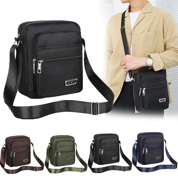 JoveMarine Daily Use Waterproof Shoulder Bag with Four-Layer Zipper Business Style Messenger Bag for Women and Men Versatile Crossbody Bag for Work and Casual Outings Blue