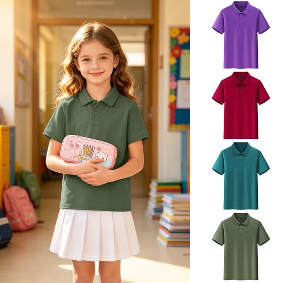 JoveMarine Kids Quick Dry Shirts for Outdoor Sports - Short Sleeve Polo with Collar, Breathable Tee for Active Kids,Purple 110