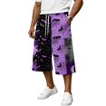 thumbnail image 1 of JoveMarine Men's Bermuda Cargo Shorts Halloween - Loose Work Shorts with Print & Pockets, Knee-Length Casual for Summer Fun,Khaki L, 1 of 6