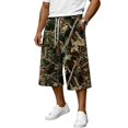 thumbnail image 1 of JoveMarine Men's Camo Drawstring Cargo Shorts - Plaid Work Shorts with Pockets, Knee-Length Loose Fit for Outdoor Daily,Army Green L, 1 of 6