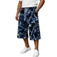 thumbnail image 1 of JoveMarine Men's Camo Drawstring Cargo Shorts - Plaid Work Shorts with Pockets, Knee-Length Loose Fit for Outdoor Daily,Blue 3XL, 1 of 6