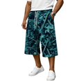 thumbnail image 1 of JoveMarine Men's Camo Drawstring Cargo Shorts - Plaid Work Shorts with Pockets, Knee-Length Loose Fit for Outdoor Daily,Sky Blue 2XL, 1 of 6