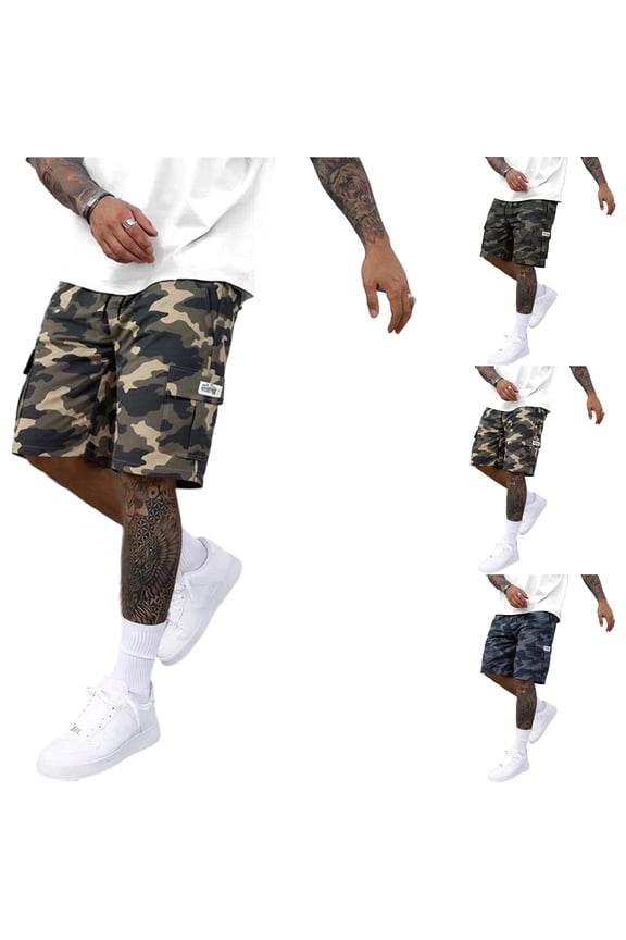 Men's Camouflage Cargo Shorts, American Retro Loose Fit, Lightweight Thin Work Shorts for Summer Outdoor and Daily Wear Gray 3XL