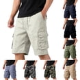 thumbnail image 1 of JoveMarine Men's Casual Multi-Pocket Cargo Shorts, Loose Fit Outdoor Sports Shorts with 5 Pockets, Solid Color Quick-Dry Hiking Shorts for Summer Navy M, 1 of 5