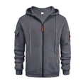 thumbnail image 1 of JoveMarine Men's Flag Print Zip Up Hoodie with Arm Pocket, Casual Cardigan Style Sweatshirt, Large Size Fleece Jacket for Patriotic Events, Christmas, Outdoor Activities,Dark Gray XL, 1 of 5