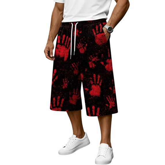 JoveMarine Men's Loose Fit Cargo Shorts Halloween - Work Shorts with Pockets & Print, Knee-Length Relaxed for Holiday & Daily,Purple M