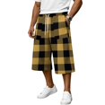 thumbnail image 1 of JoveMarine Men's Plaid Cargo Shorts Loose - Summer Work Shorts with Multiple Pockets, Knee-Length Relaxed Fit for Daily Wear,Yellow 3XL, 1 of 6