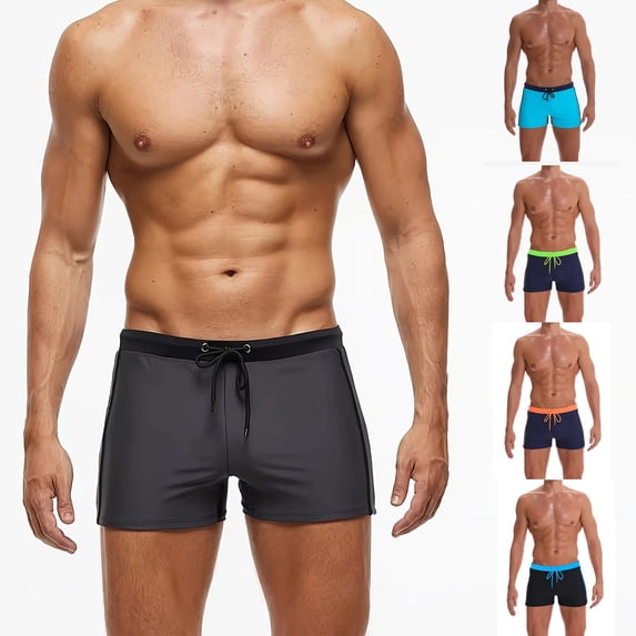 JoveMarine Men's Quick Dry Swim Trunks with Drawstring Solid Color Stitching Design for Sports and Swimming Comfortable Boxer Shorts Fluorescent Green 3XL