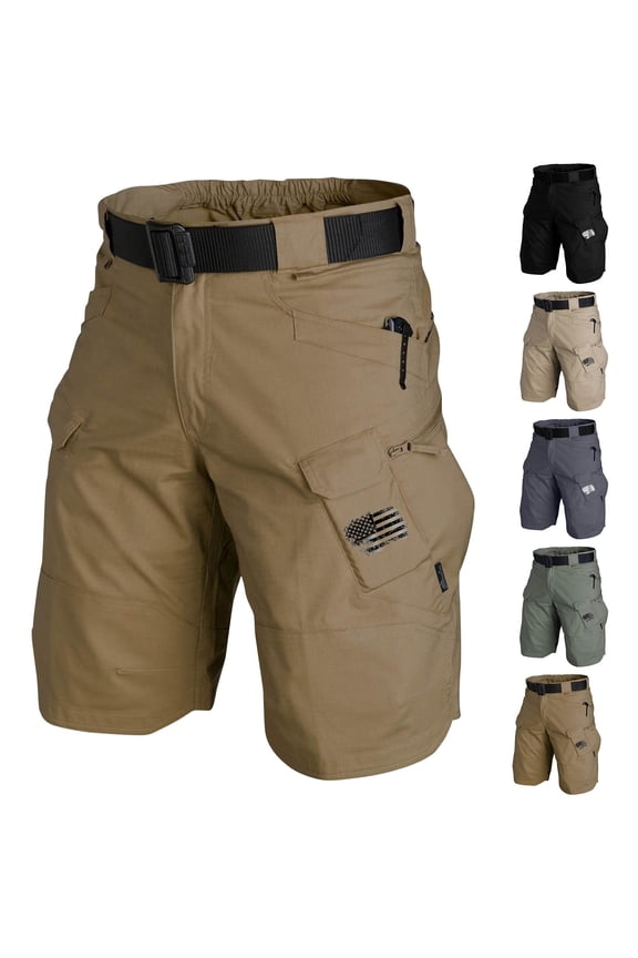 Men's Summer Tactical Cargo Shorts Loose Fit Training Shorts with Officer Print Quick Dry Belt Shorts for Outdoor Activities (Belt Not Included) Green XL
