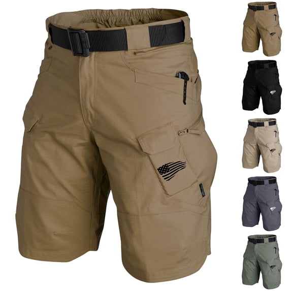 JoveMarine Men's Summer Tactical Cargo Shorts Loose Fit Training Shorts with Officer Print Quick Dry Outdoor Shorts for Sports and Daily (Belt Not Included) Gray S