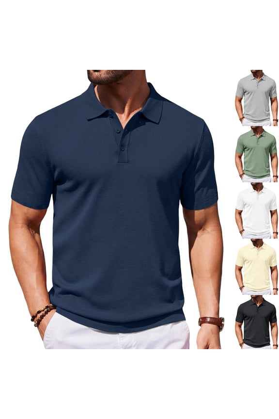 Mens Long Sleeve Polo Shirts - Button Down Business Casual Collared Top, Solid Color for Work and Daily Wear,Beige L