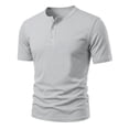 thumbnail image 1 of JoveMarine Mens Short Sleeve Button Down Shirts Slim Fit Casual Summer Athletic Tee Solid Color Button Front,Light Gray 3XL, 1 of 7