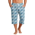 thumbnail image 1 of JoveMarine Mens Swim Trunks Men's Casual Hawaiian Print Drawstring Cropped Capri Pants Resort Print Swim Trunks with Elastic Waist Summer Beach Shorts for Vacation Spring Travel ,Royal Blue L, 1 of 8