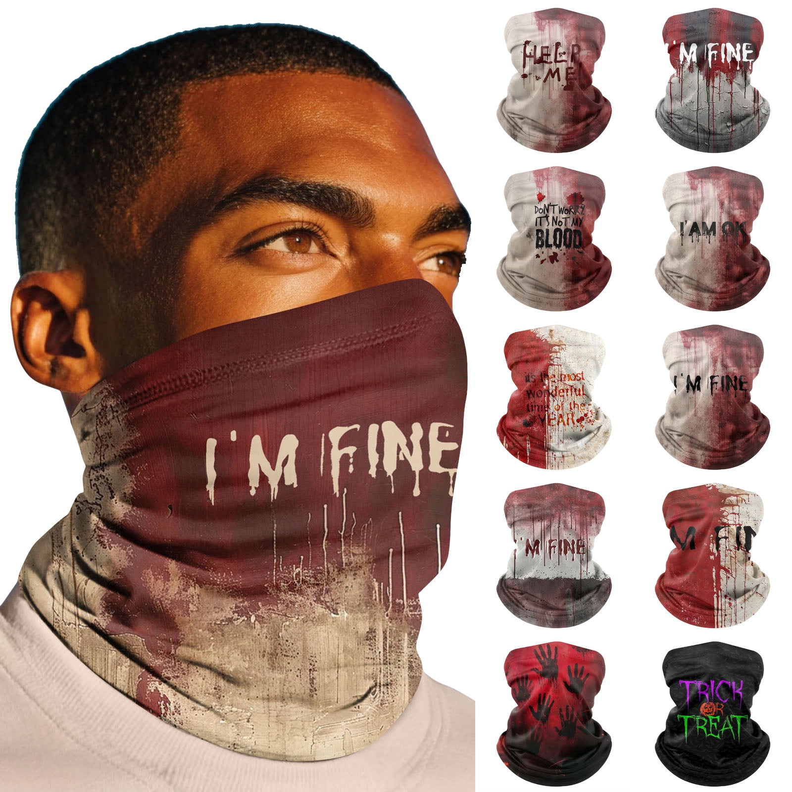 JoveMarine Outdoor Cycling Face Mask Sun - Protection Halloween Print ...