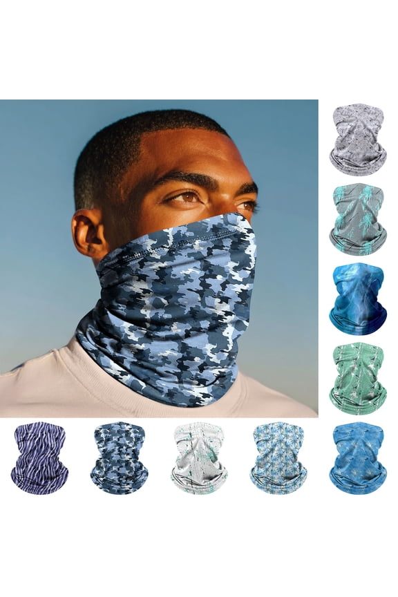 Outdoor Cycling Gaiter Camouflage Face - Protection from Sun Mask Fishing Neckband Sweat Wicking Adjustable for Motorcycle Helmet UPF 50+ Breathable,Gray