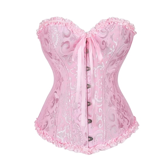JoveMarine Tank Tops for Women Lace-Up - Corset Bustier with Front Lacing, Versatile for Costume Parties, Edgy Everyday Outfits, and Festivals,Pink L