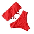 thumbnail image 1 of JoveMarine Women's Bandeau Two-Piece Bikini Set, Strapless with Padded Cups, No Underwire, Summer Beach Swimsuit, Trendy Bikini Sets for Women,Red M, 1 of 4