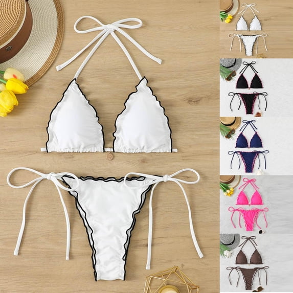 JoveMarine Women's Casual Two Piece Swimsuit Bikini Set Summer Beach Bathing Suit Vacation Swimwear Bathing Suit For Womens Swimsuits Brown M